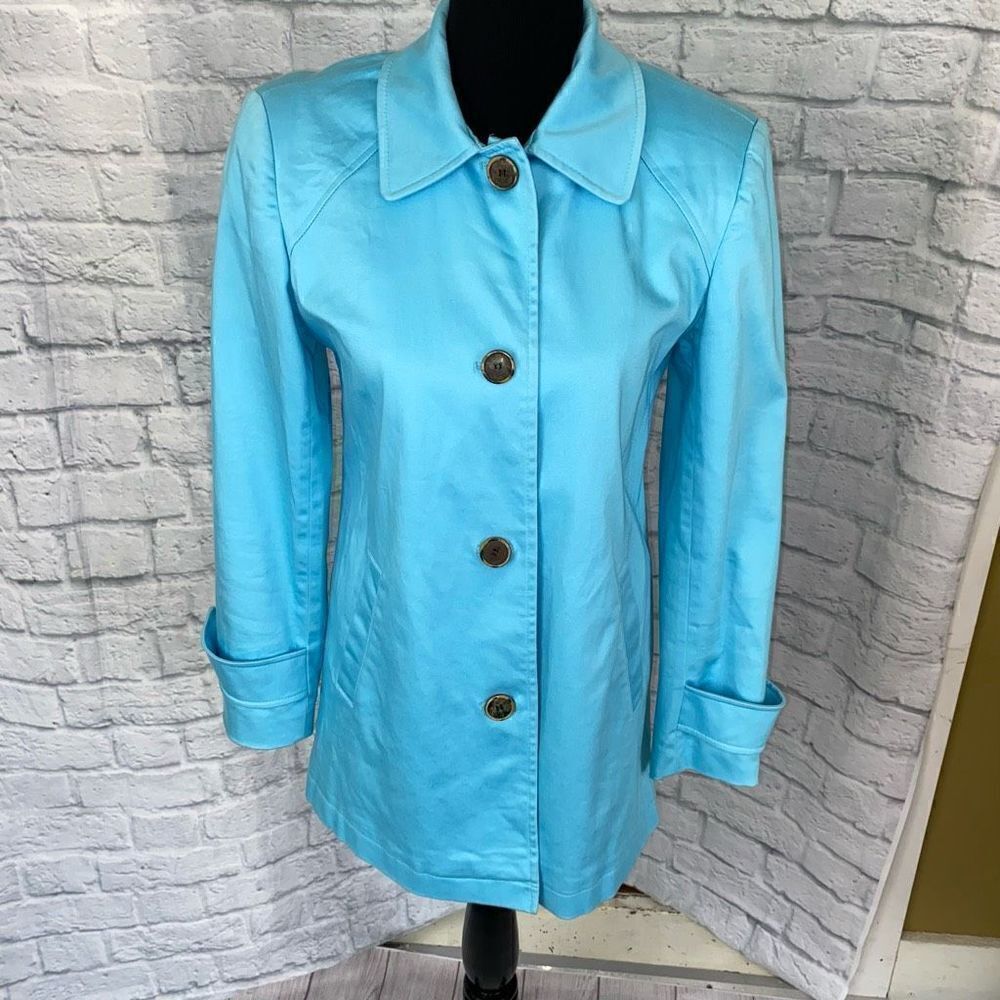 Larry Levine sport cotton blend button down fully lined jacket XS women